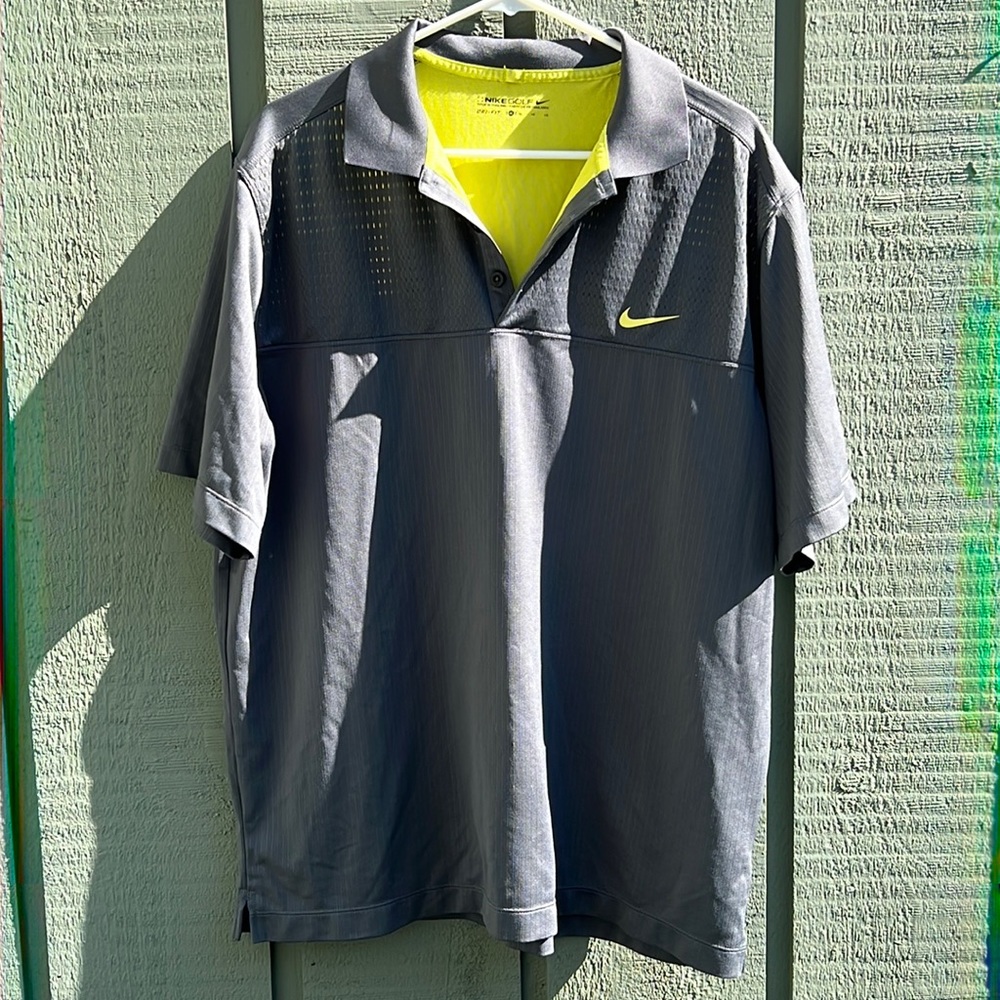 NIKE GOLF Dri-Fit Polo Shirt Yellow Swoosh XL